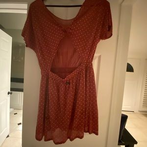 Rust and white polka dot dress